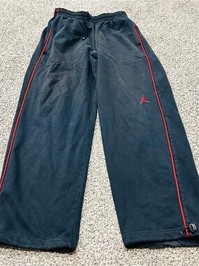 Air Jordan Sweatpants Mens Large Black Wide Leg Baggy Jumpman Logo Y2K Fleece